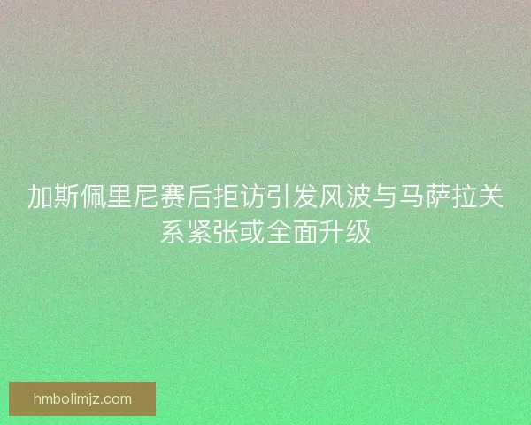 加斯佩里尼赛后拒访引发风波与马萨拉关系紧张或全面升级