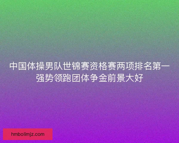 中国体操男队世锦赛资格赛两项排名第一强势领跑团体争金前景大好